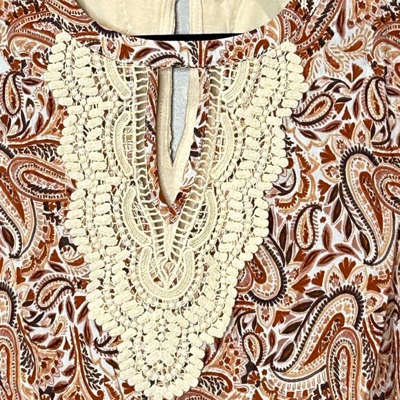 Daniel Rainn Stitch Fix Mixed Media Top Sleeveless Lace Brown Cream Women PM NWT - Picture 4 of 12